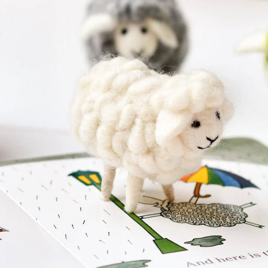 waldorf felt wooly white sheep toy