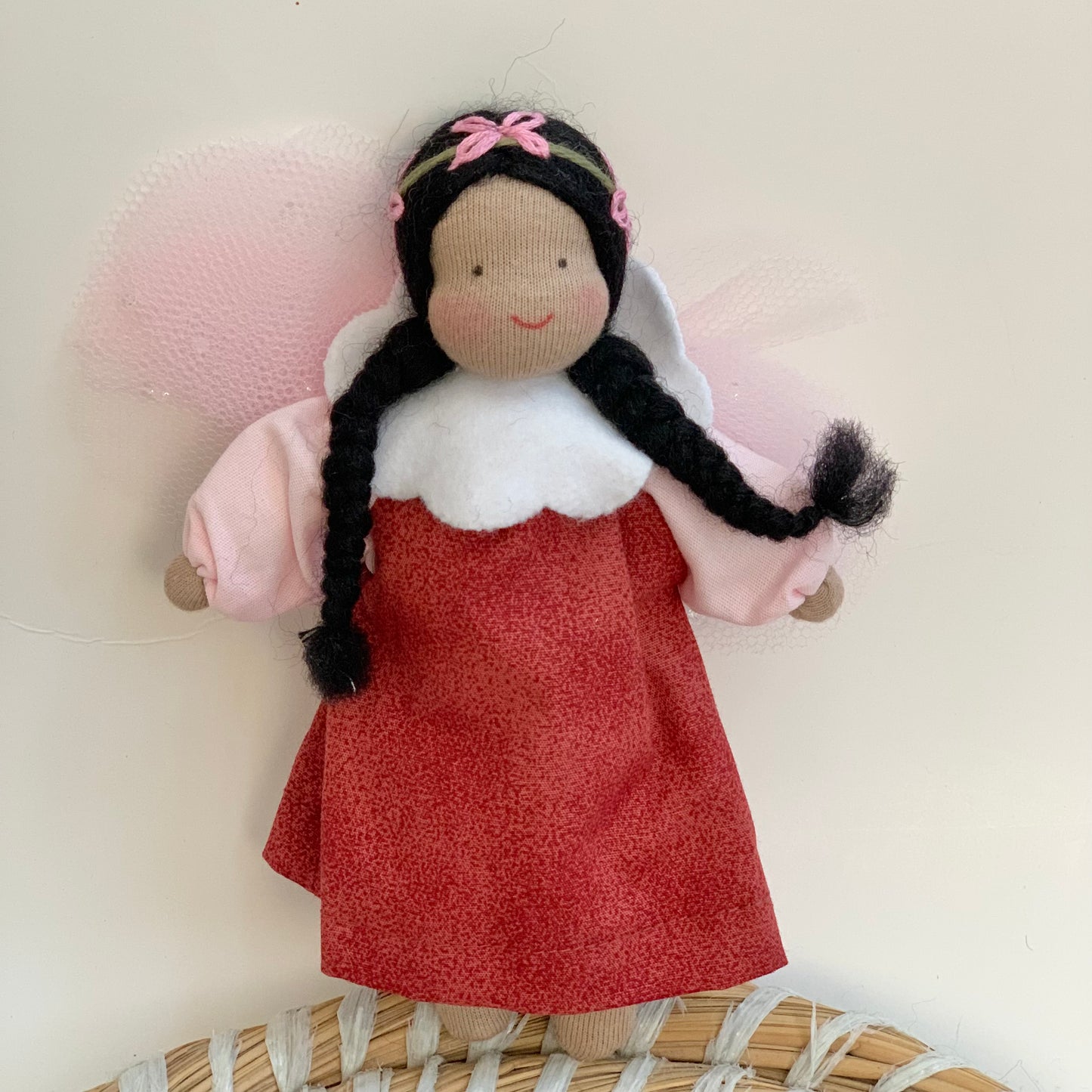 evi scarlet garden fairy waldorf dollhouse doll with brown skin