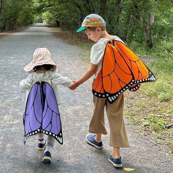 kids wearing monarch butterfly costume wings