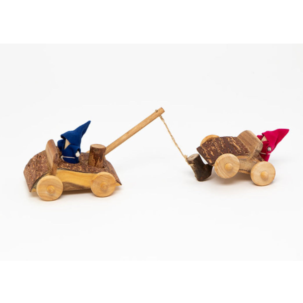 tree blocks wooden tow truck car and gnome play set