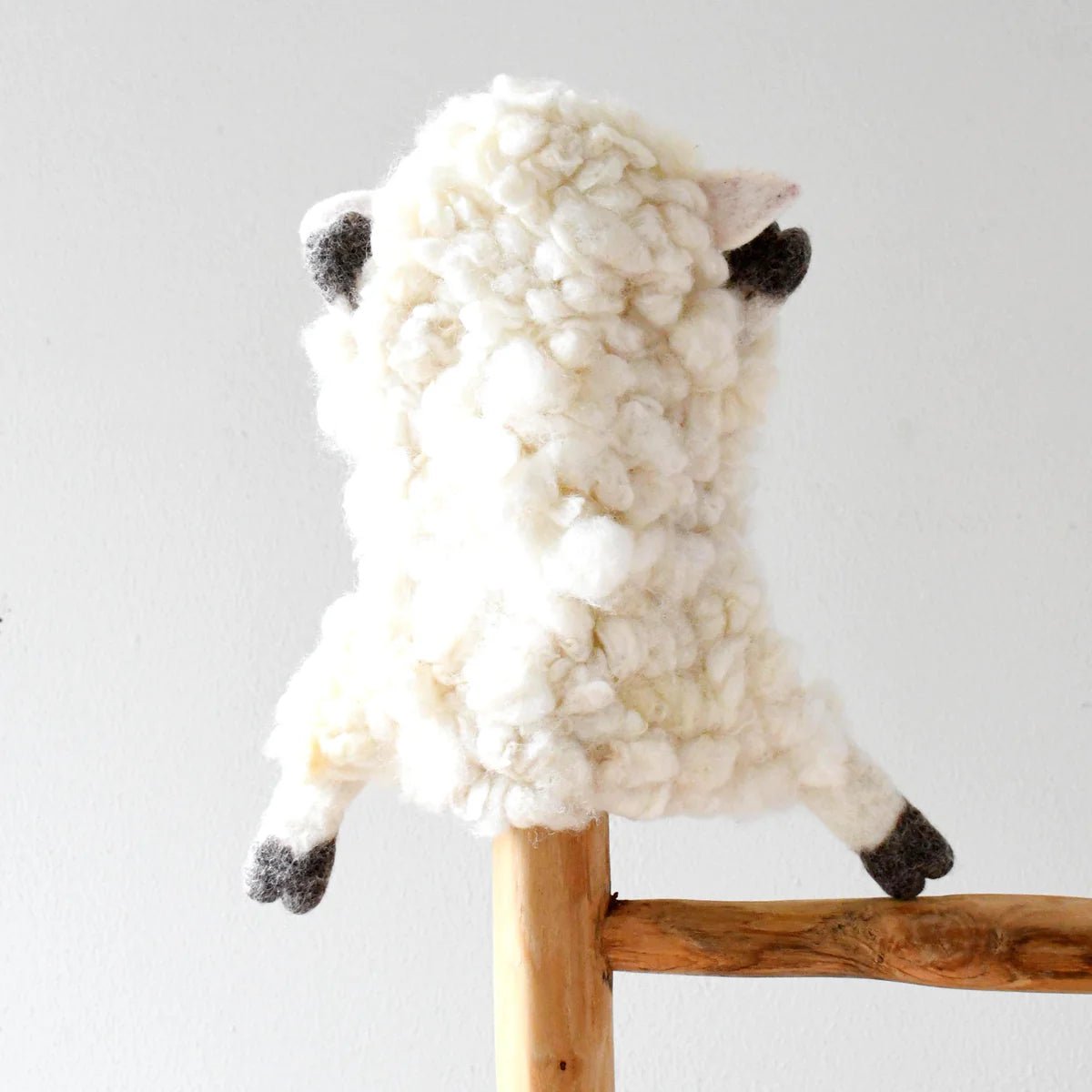 wool felt lamb hand puppet toy back