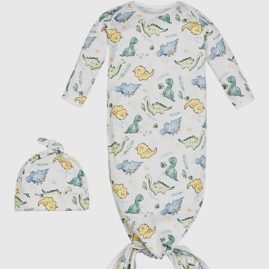 Under the Nile organic baby dinosaur gown and beanie