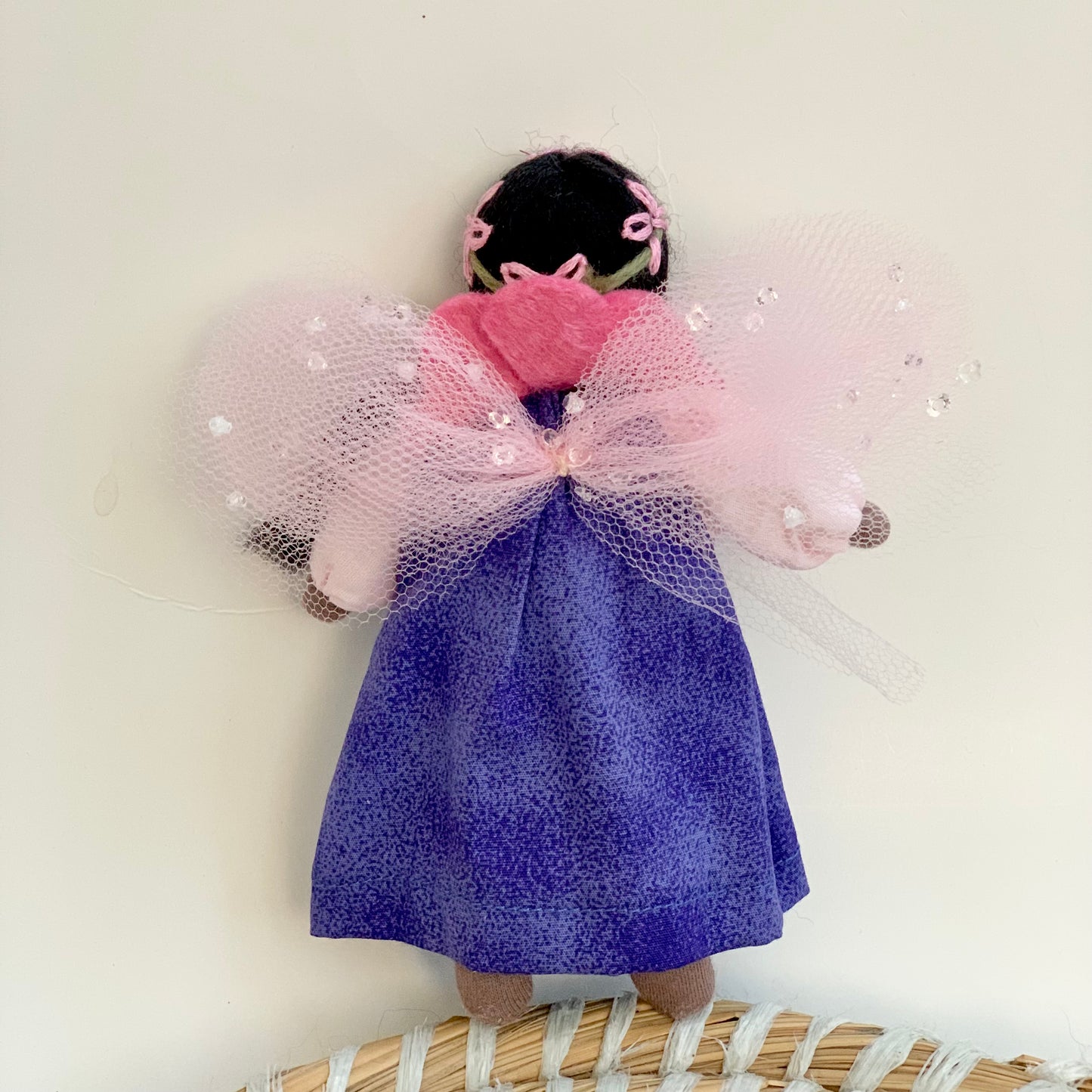 evi black garden fairy waldorf small world doll with wings