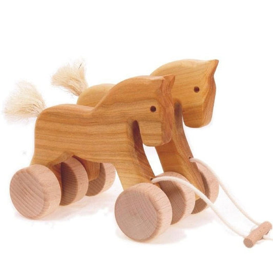 Bajo wooden horses toddler pull toy
