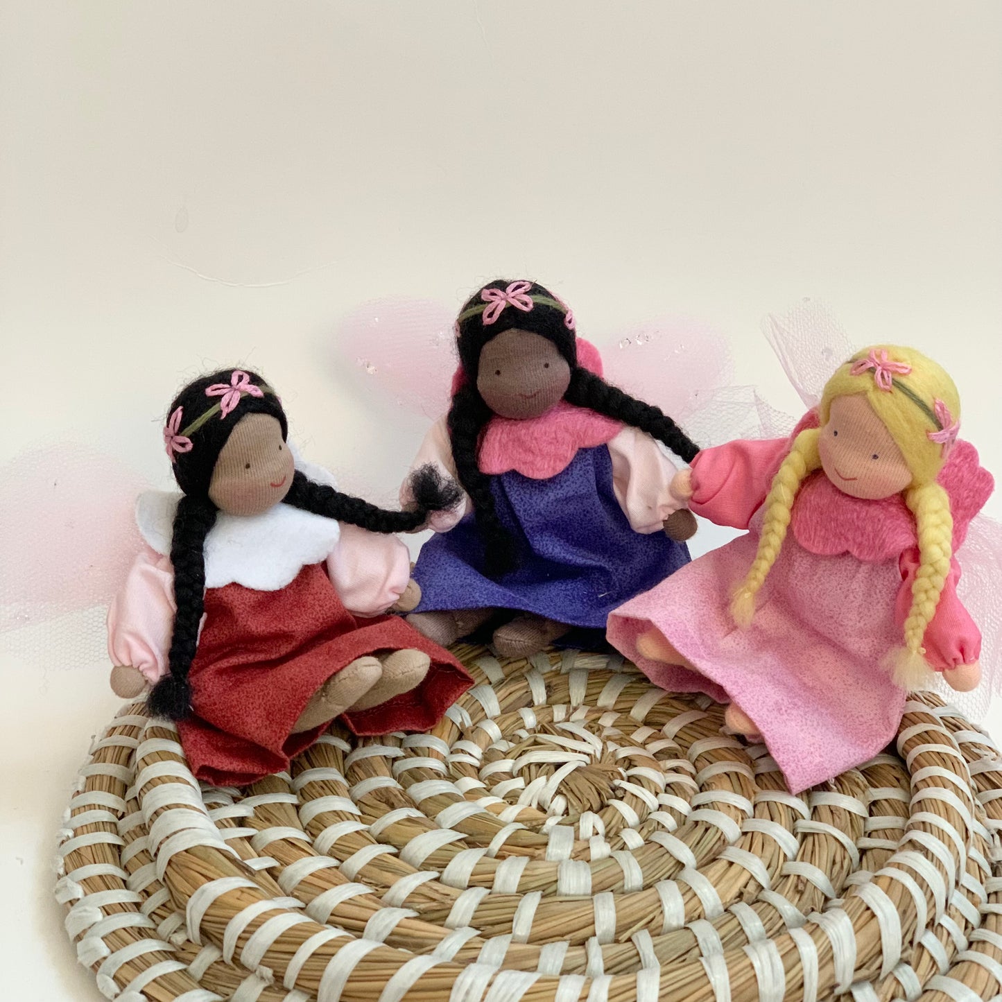 evi garden fairies black doll, blonde, brown skin doll