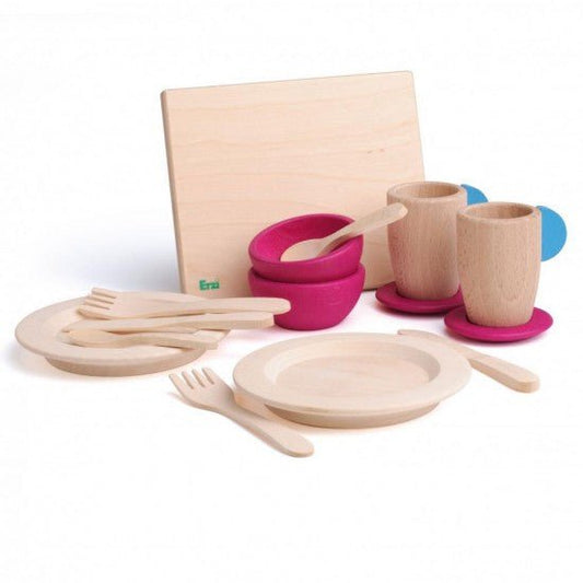 Erzi wooden crockery set pink