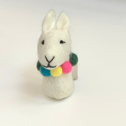 Handmade Felted Llama Finger Puppet