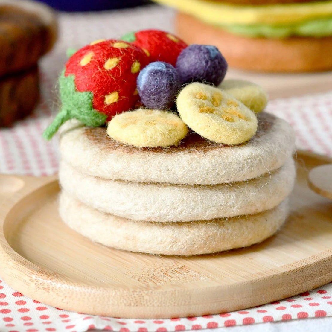 Felt Pancake Stack Play Food Set Waldorf and Montessori Toys Tree Hollow Toys