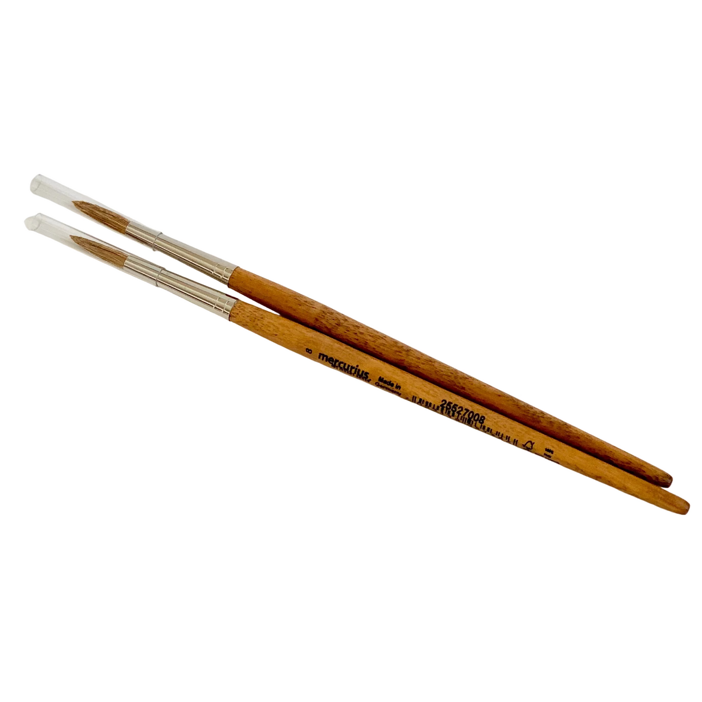 Two Mercurius Art Makes Sense wooden round tip cow hair paintbrushes