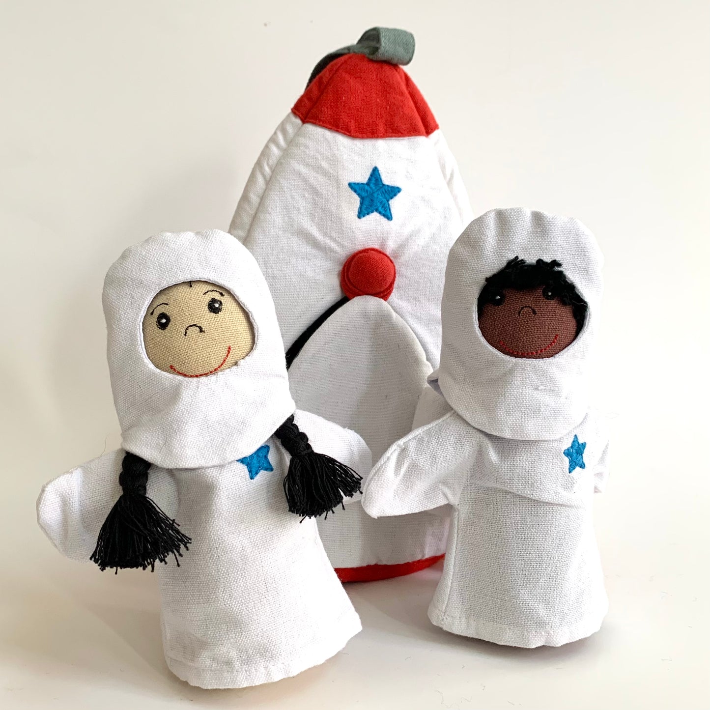 Handmade Rocket Ship Play set with Black Astronaut doll