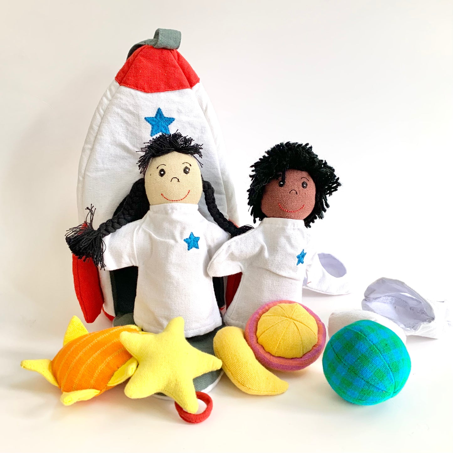 Mr. Ellie Pooh Handmade Rocket ship and astronaut doll set
