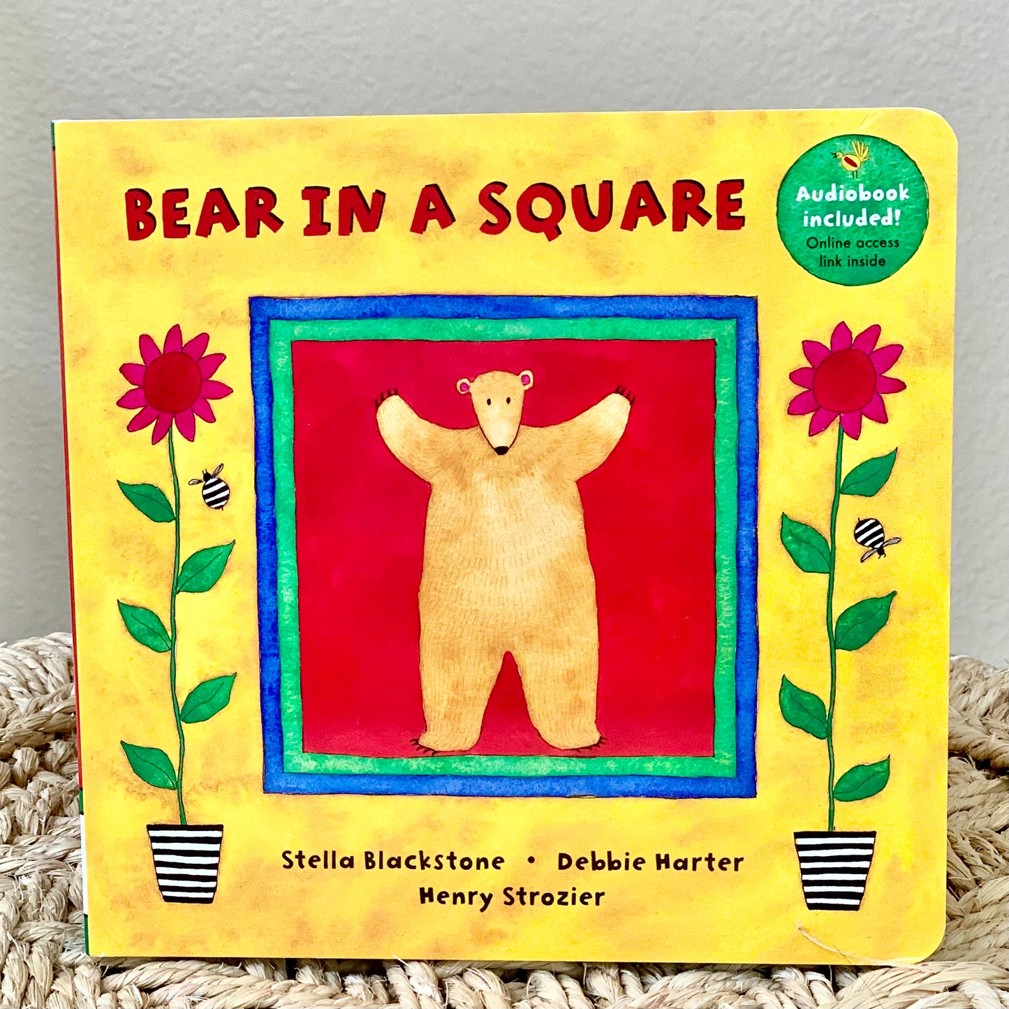 bear in a square board book for baby and toddlers