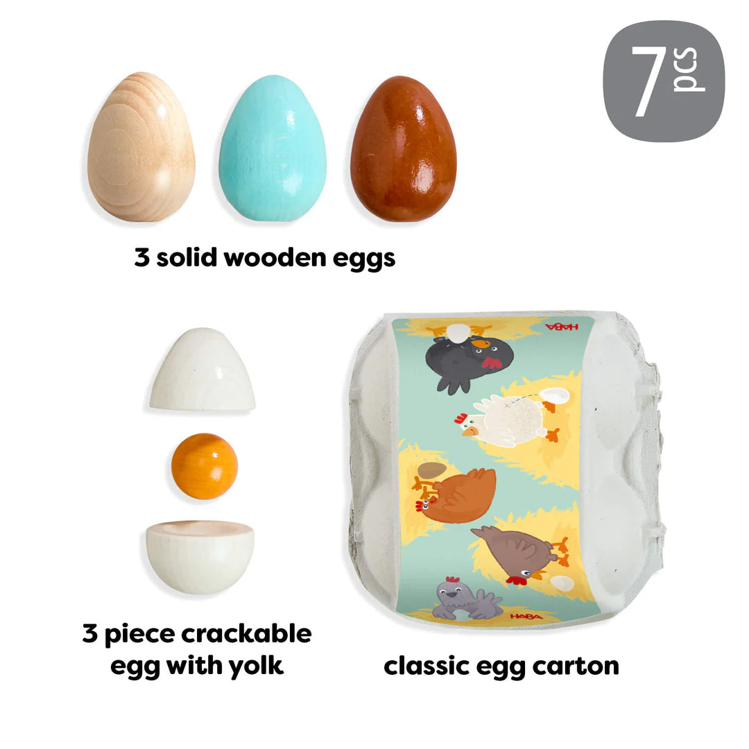 Haba Wooden Heirloom Eggs with Removable Yolk Play Food