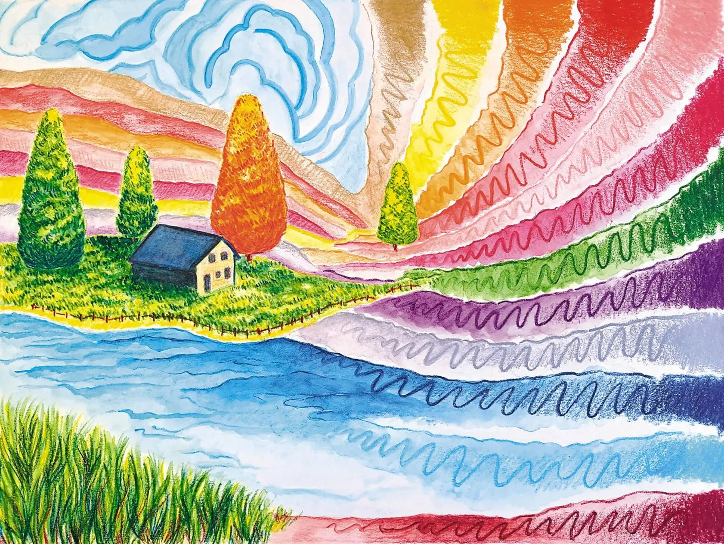 kids artwork made from art makes sense watercolor pencils by Stockmar and Lyra