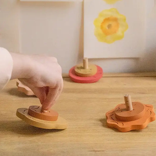 babai wooden spinning tops toys sunshine, breeze, or whirlwind