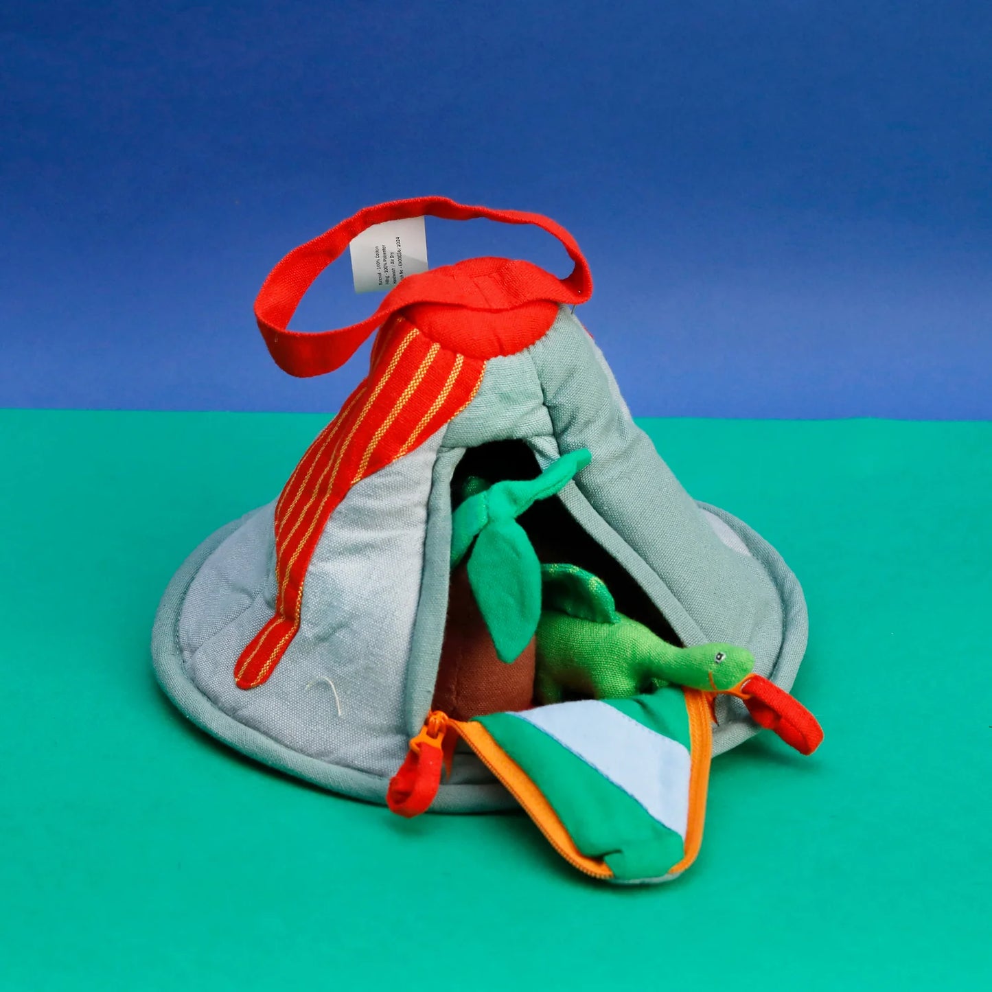 handmade volcano and dinosaur toy set