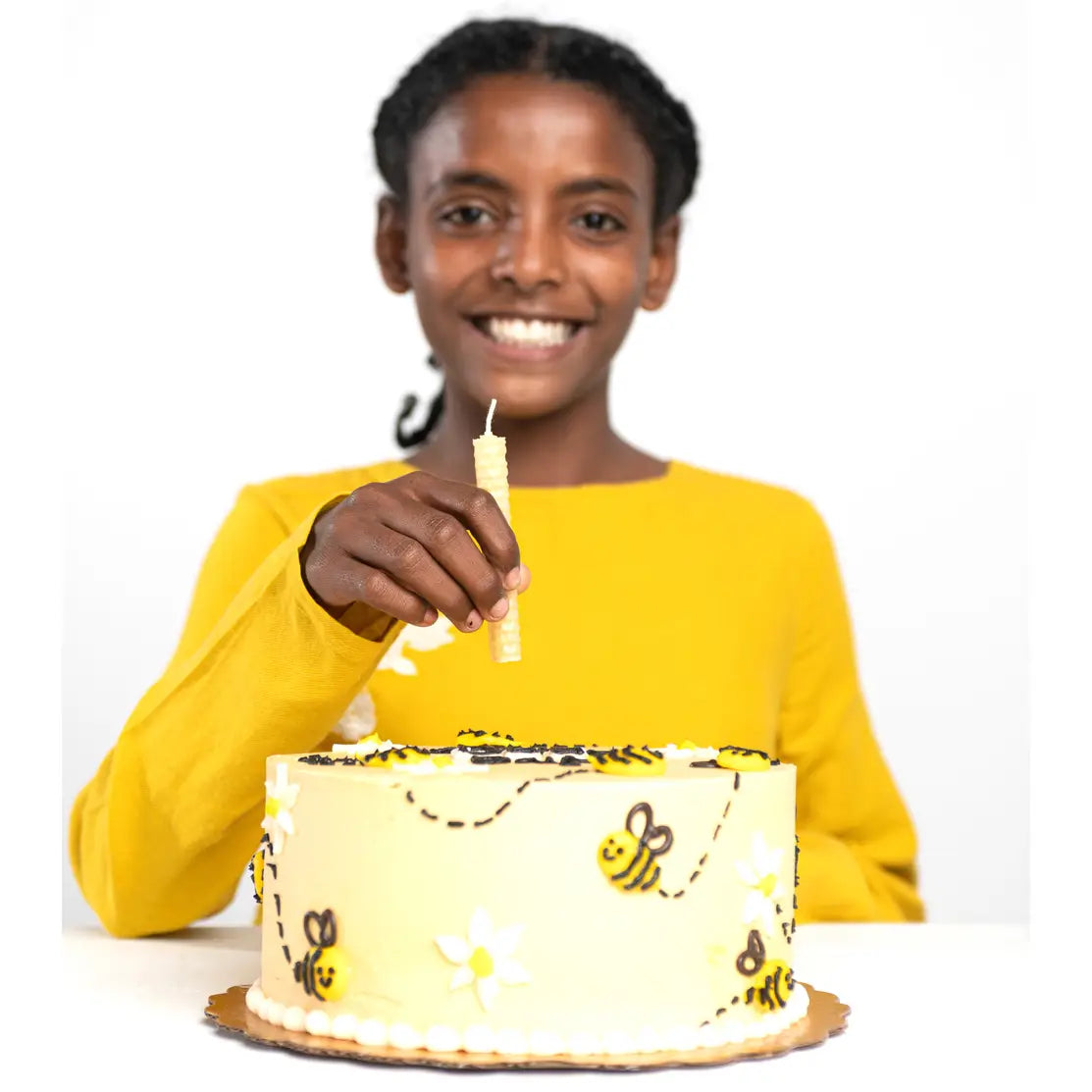 girl holding eco kids beeswax candle craft