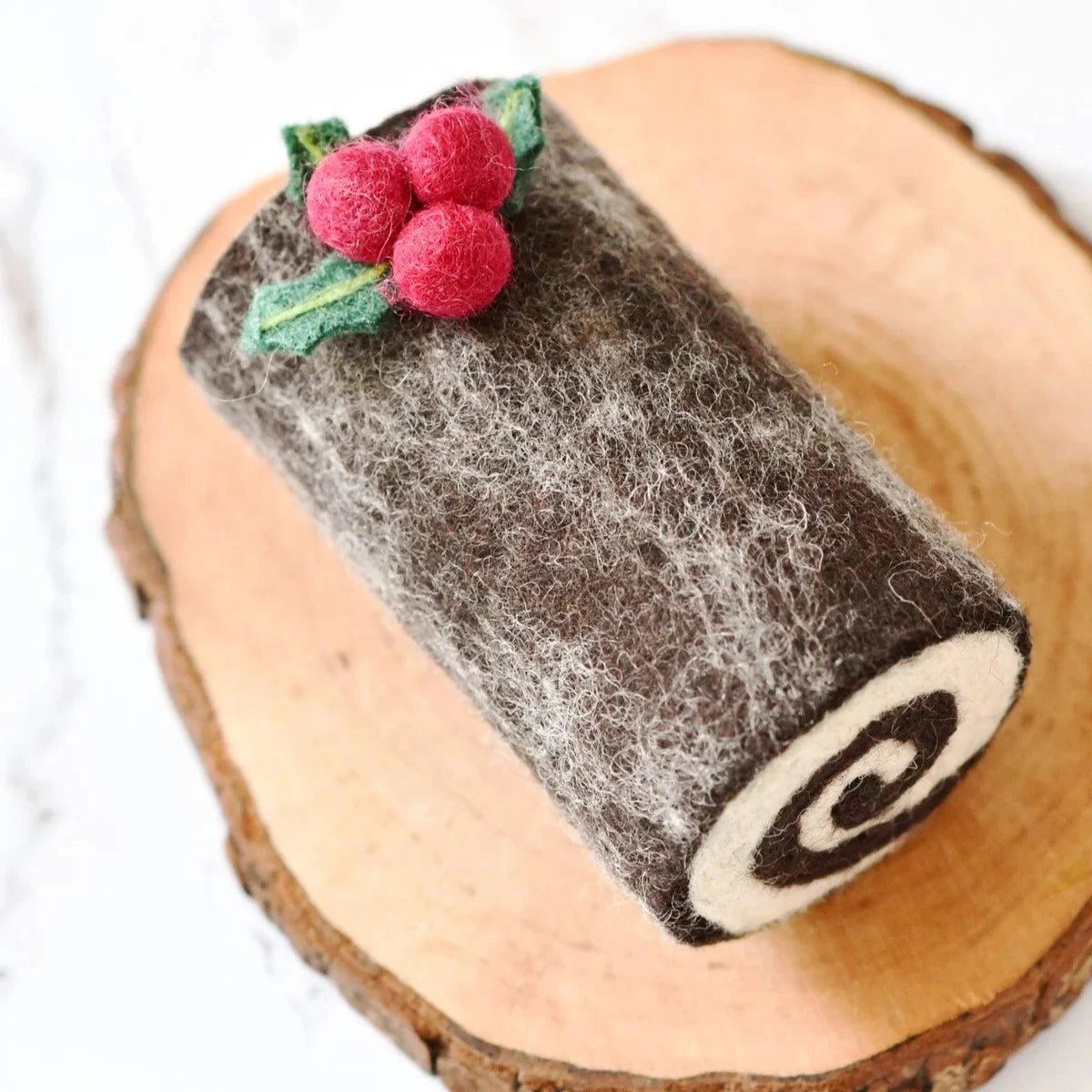 felt yule log cake