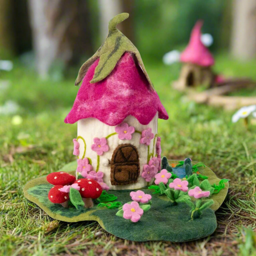 winding road pink felt fairy house