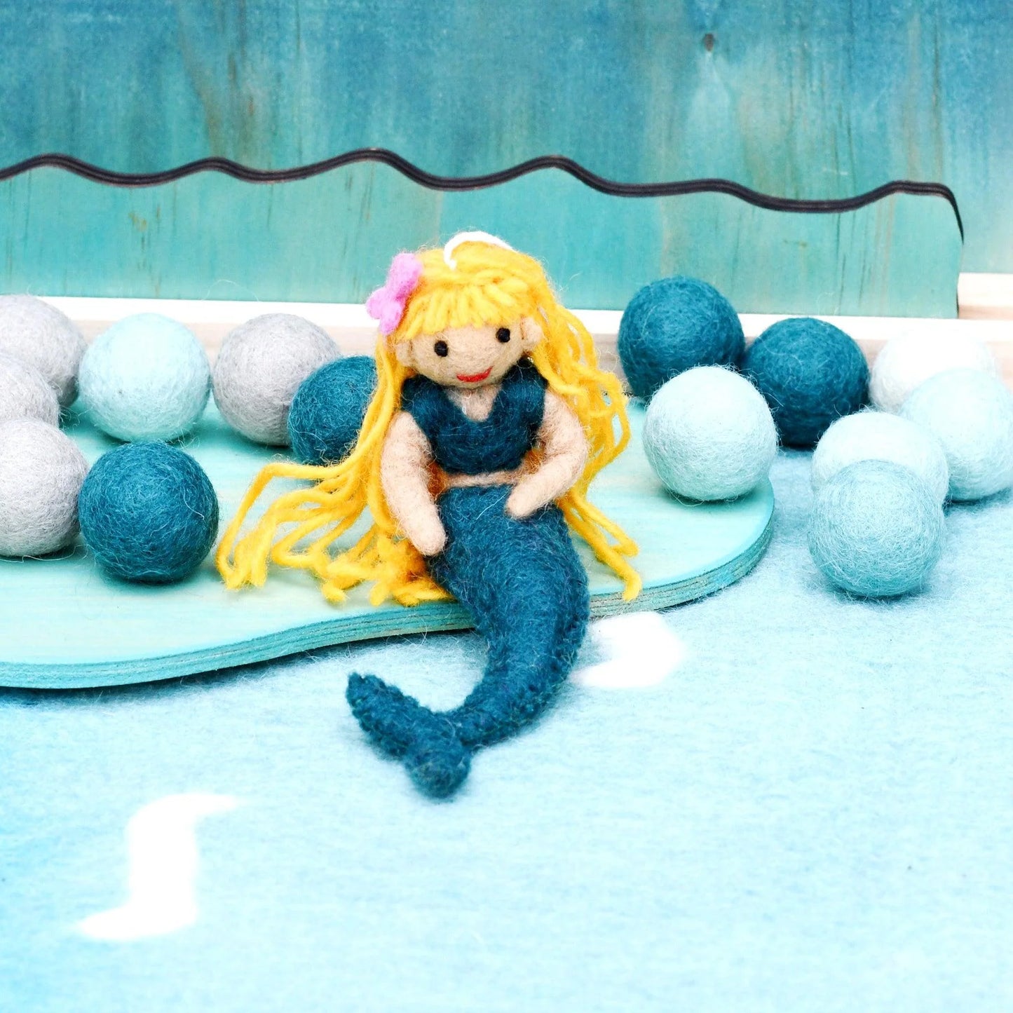 Handmade Felt Mermaid - Sea Blue