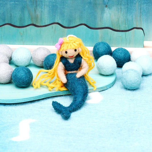 Handmade Felt Mermaid - Sea Blue
