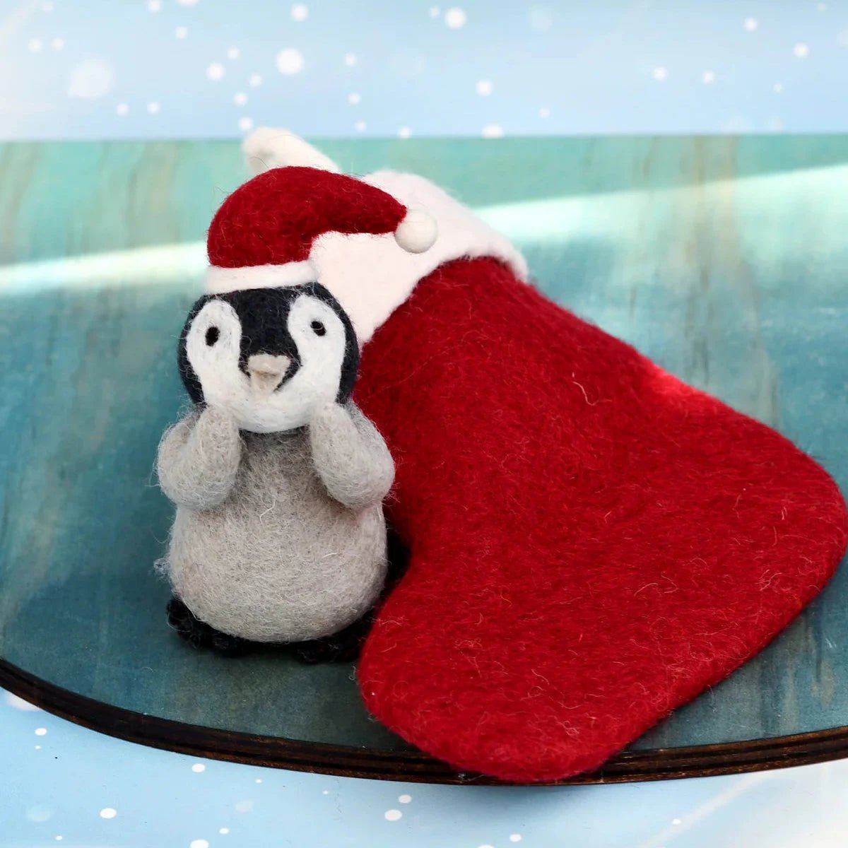 felt penguin in christmas stocking toy
