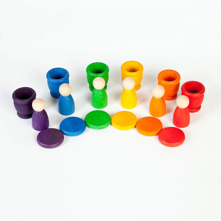 grapat rainbow wooden nins, mates, coins loose parts toys