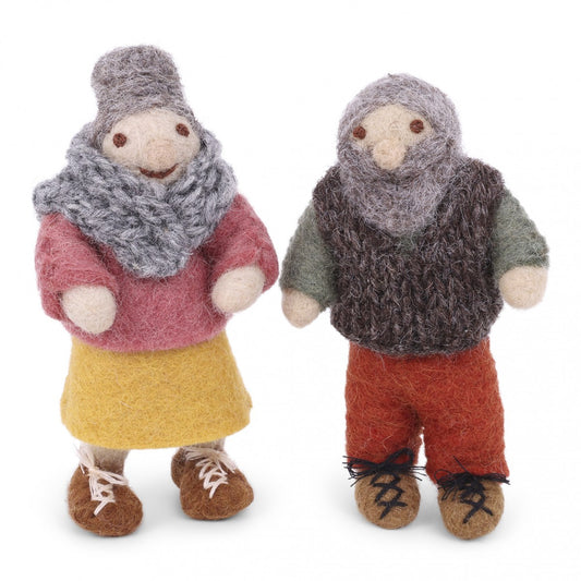 gry and sif fair trade and handmade felt grandparent dolls