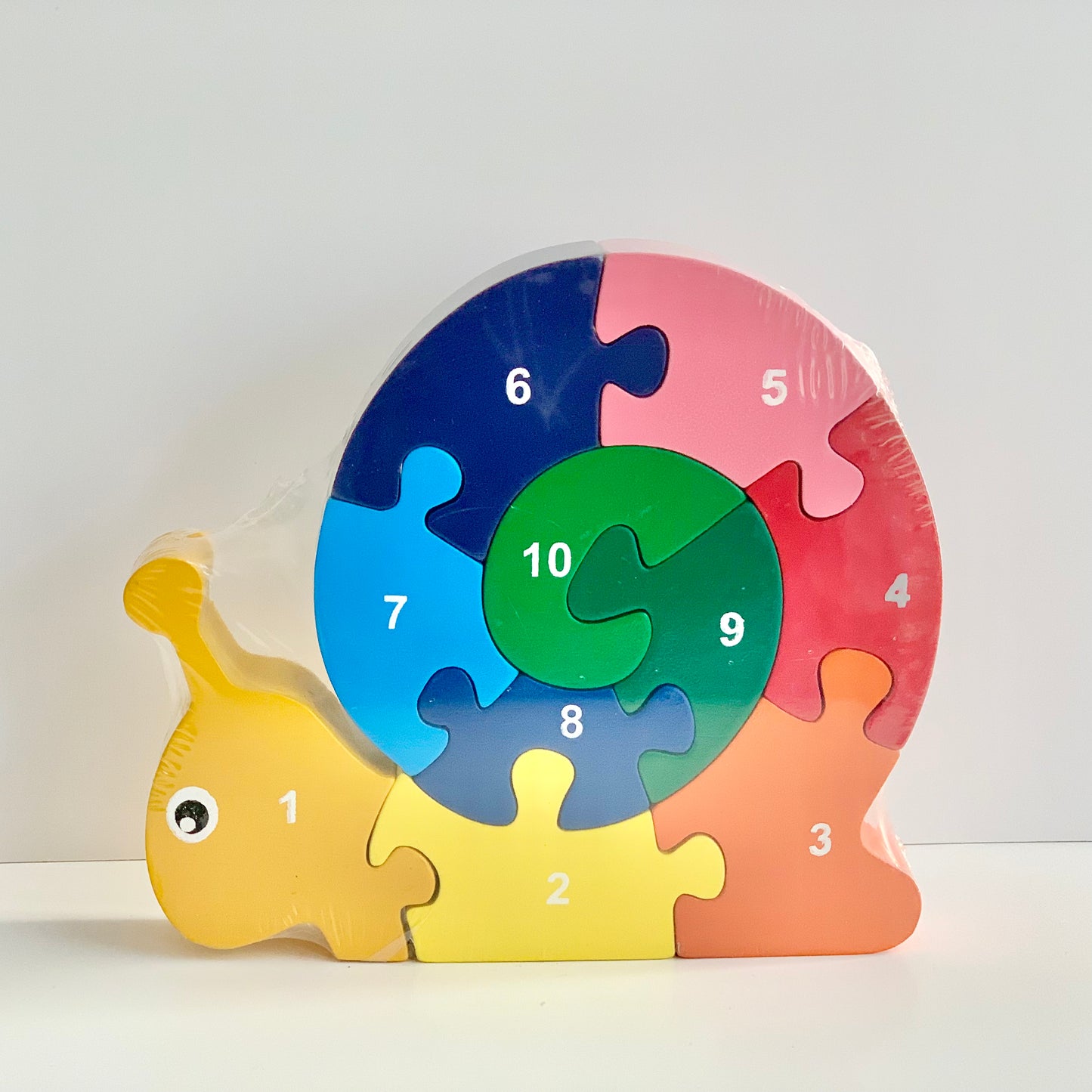 wooden rainbow counting snail puzzle