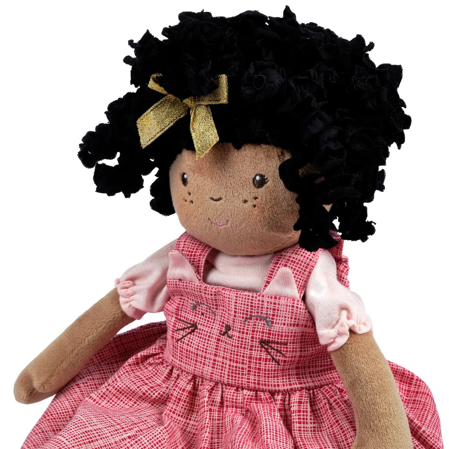 handmade african american black waldorf doll close