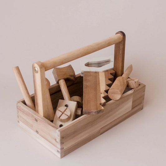 natural wood play tool set