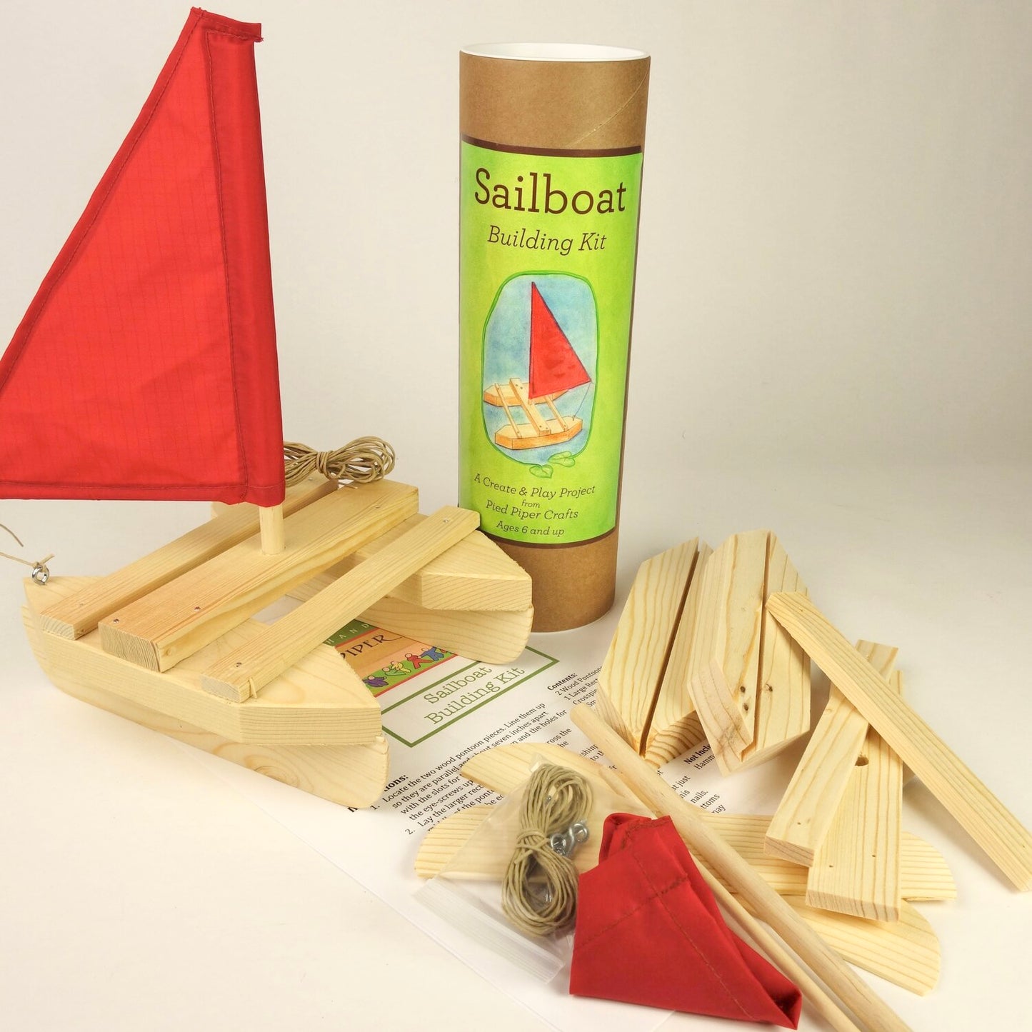 pied piper wooden sailboat kids craft building kit