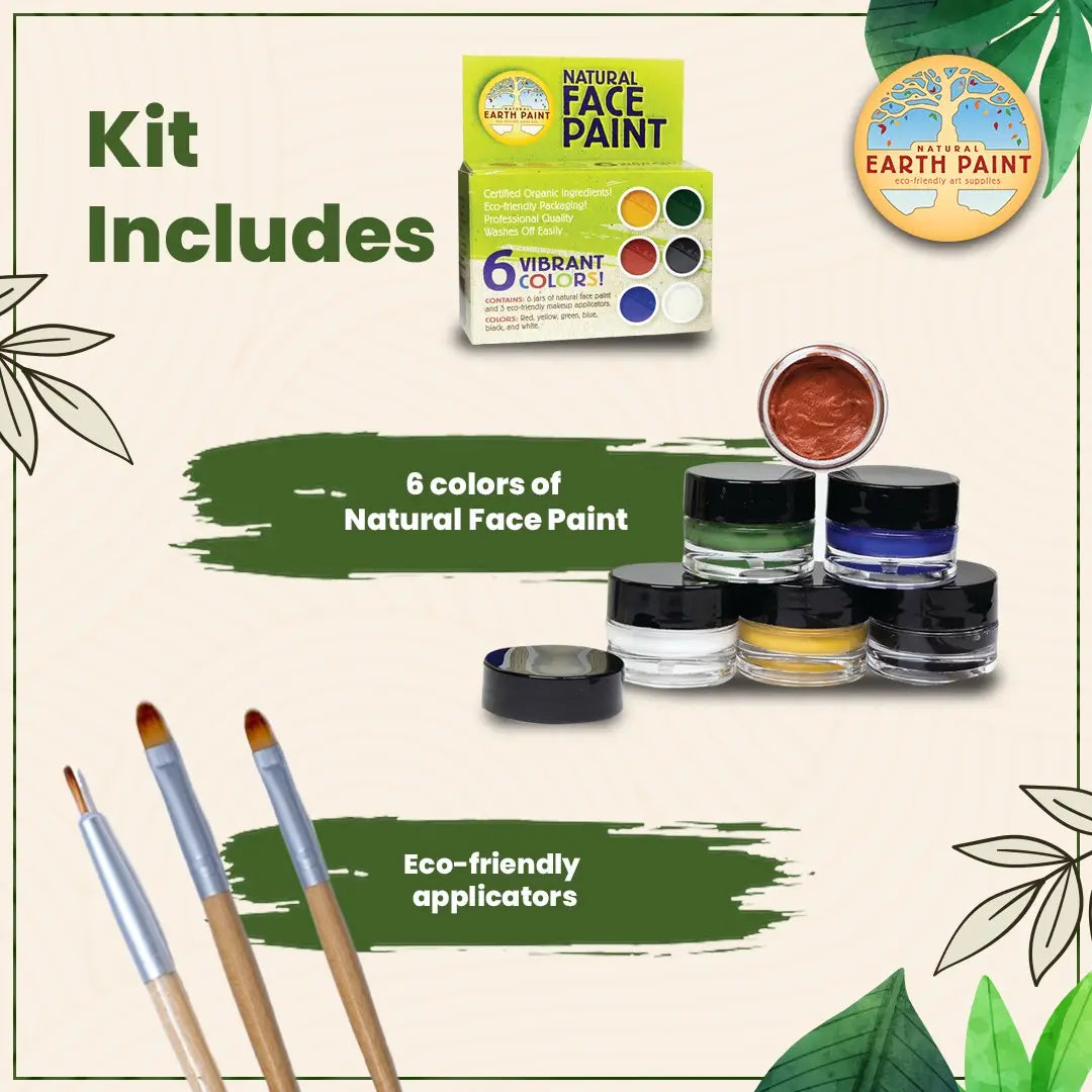 Natural Earth face paint kit with colors and applicators