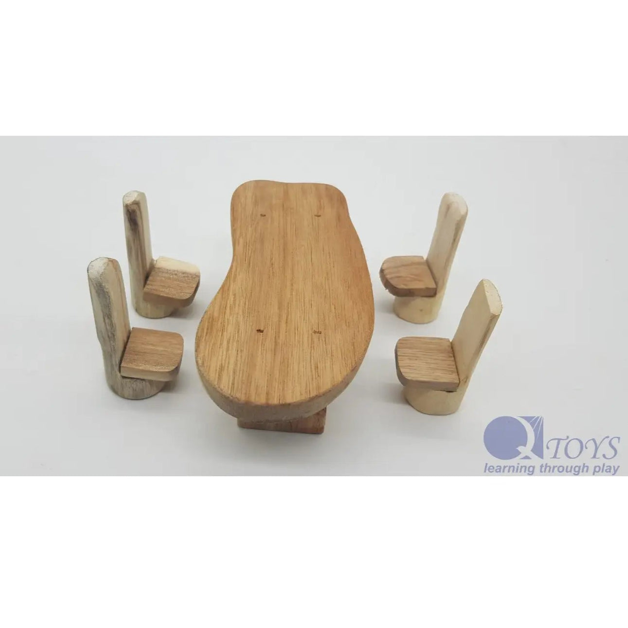 qtoys wooden dollhouse furniture dining table and chairs set