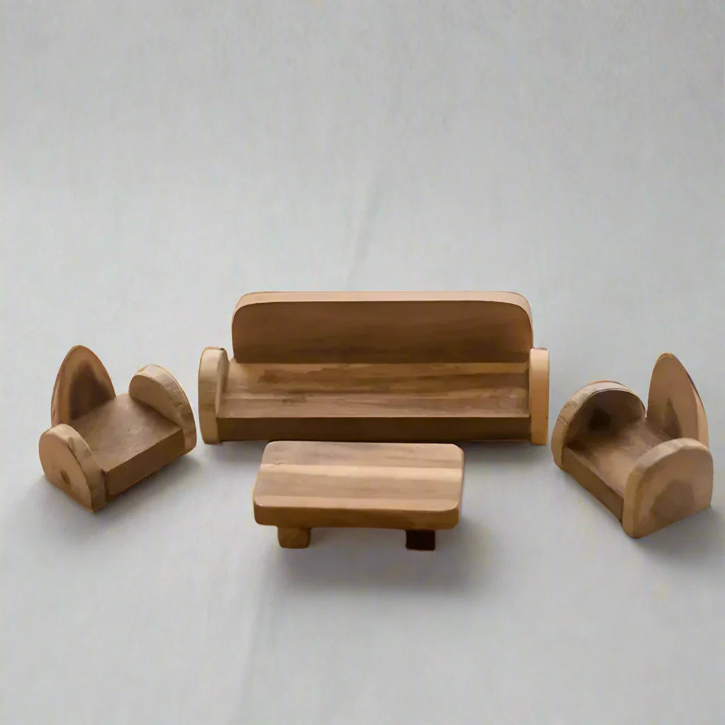 qtoys cottage dollhouse wooden furniture living room sofa set