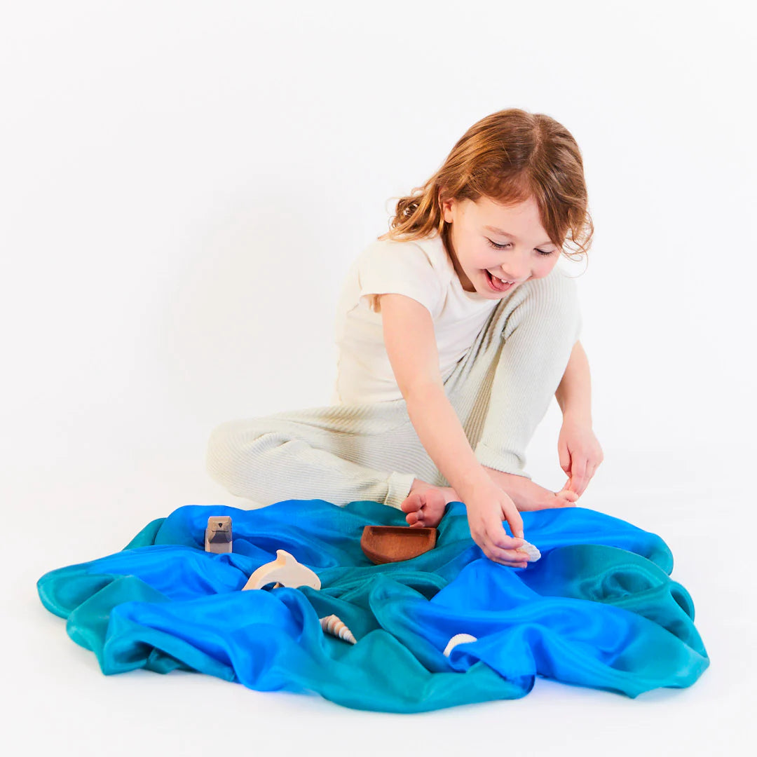 sarah's silks ocean playsilk and wooden sea animals