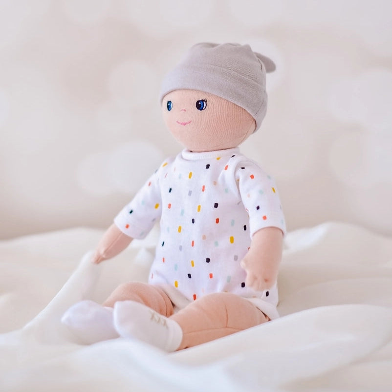 tikiri toys bonikka gender neutral baby doll in beanie for boys and girls