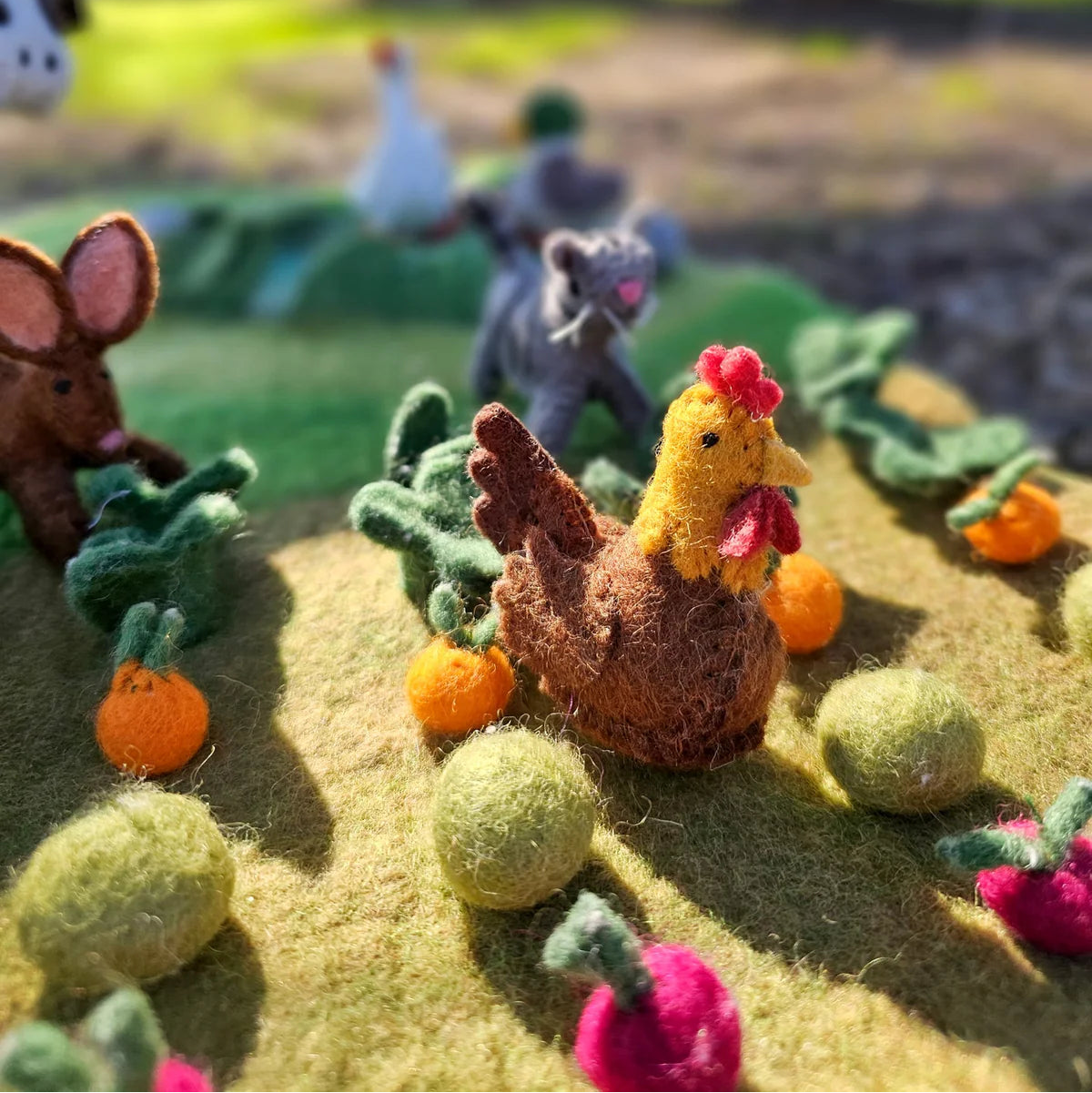 Tara Treasures miniature felt chicken farm animal toy