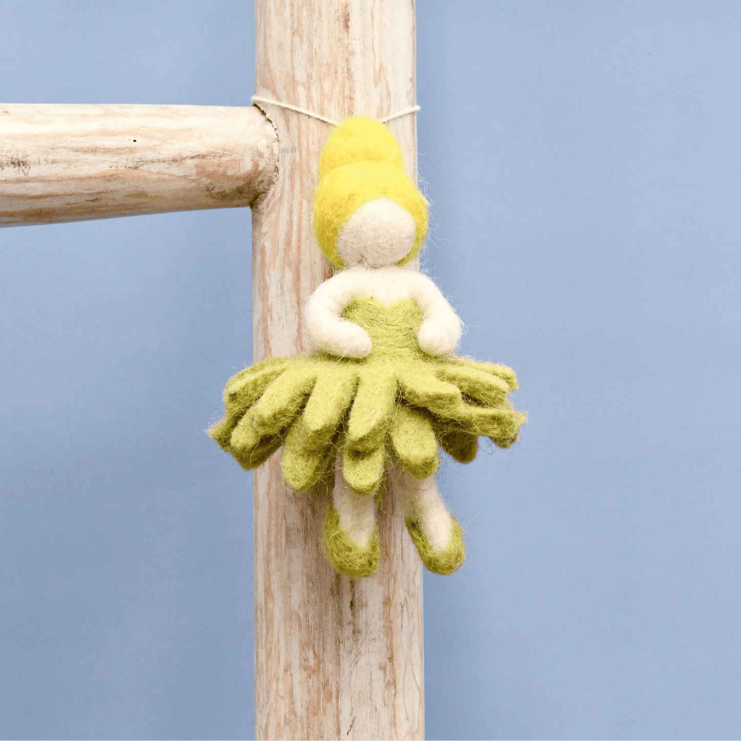 tara treasures felt waldorf pocket doll
in olive green dress