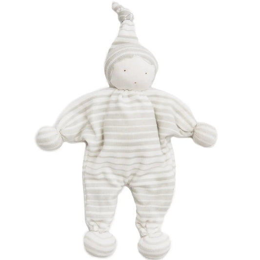 under the nile organic baby buddy lovey doll in gray ombre stripes