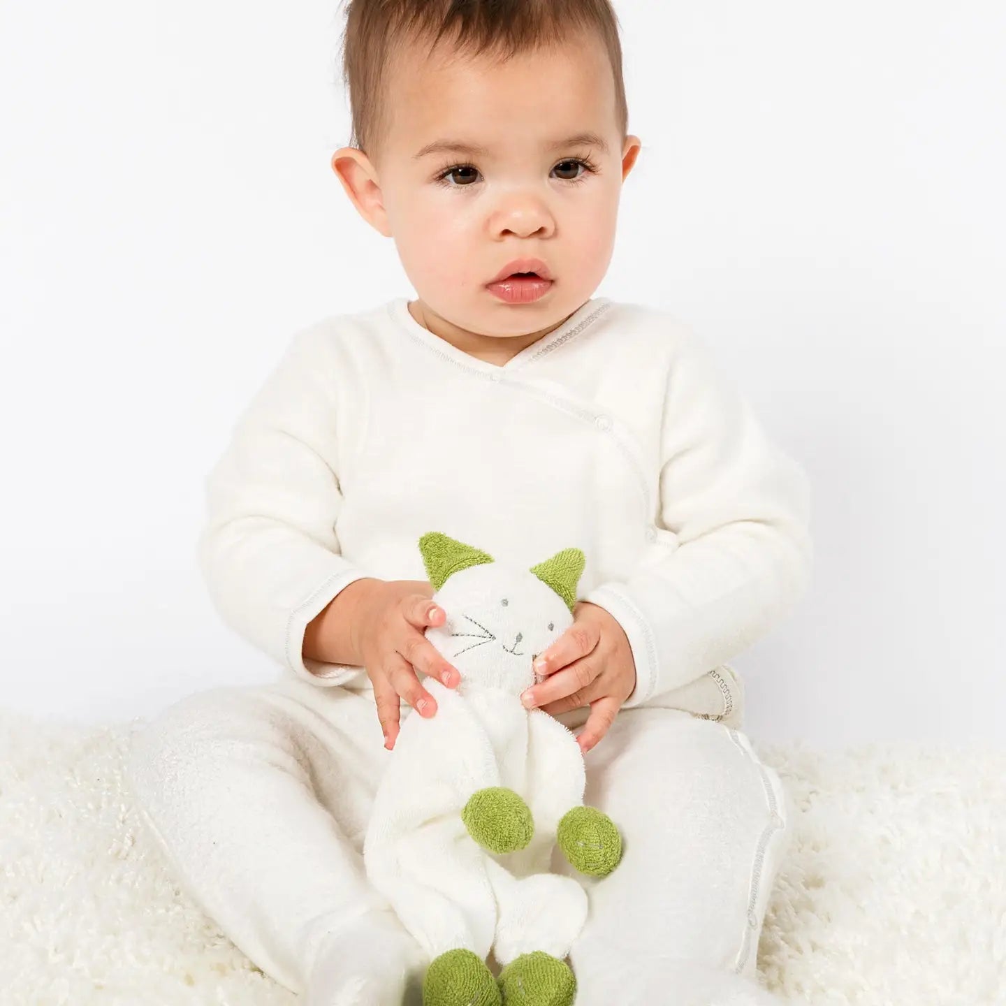 baby with under the nile organic cat baby lovey toy