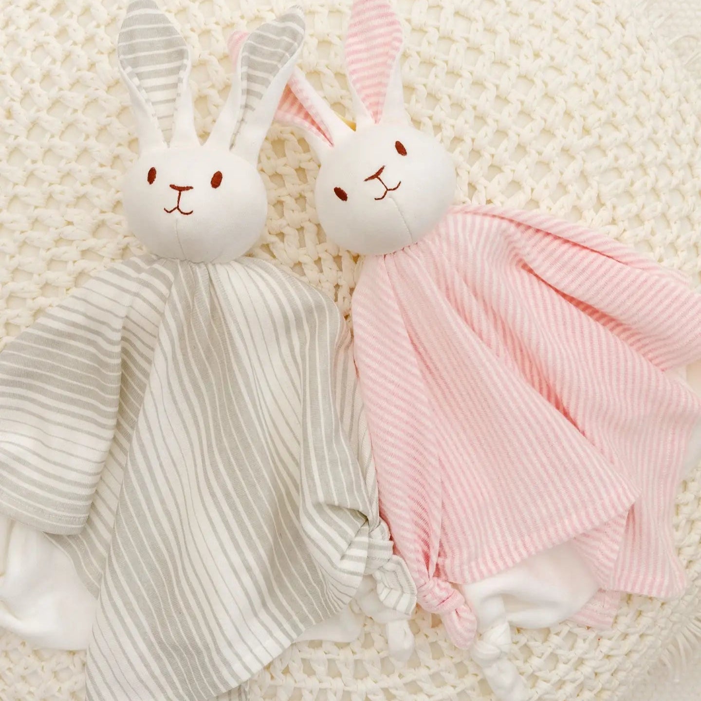 under the nile organic baby gift pink and gray bunny lovey toy