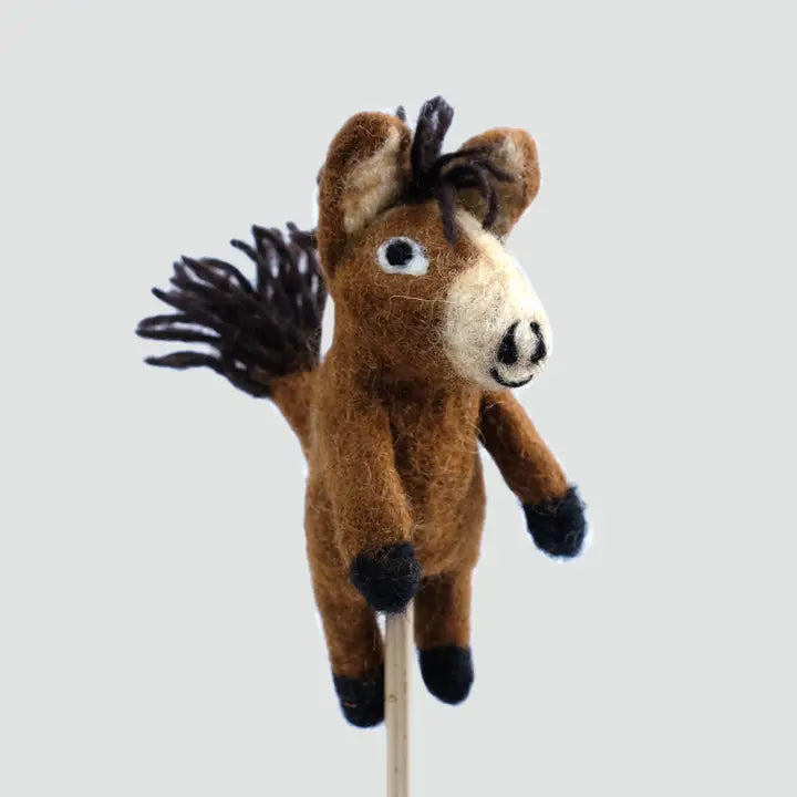 winding road felt horse finger puppet toy