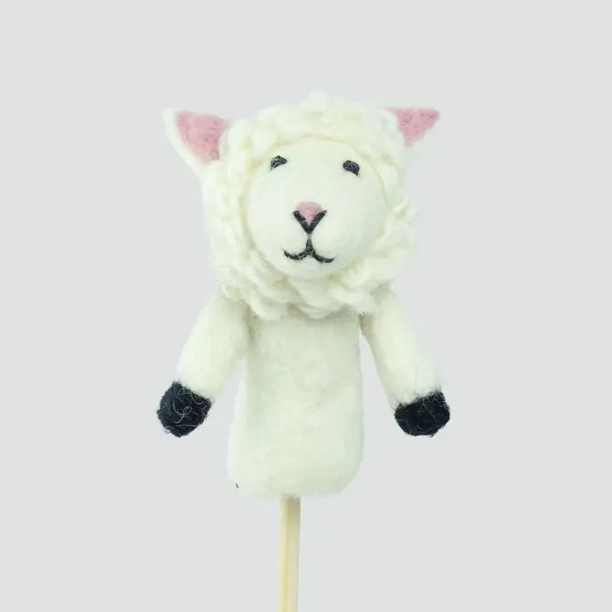 winding road handmade felt sheep finger puppet