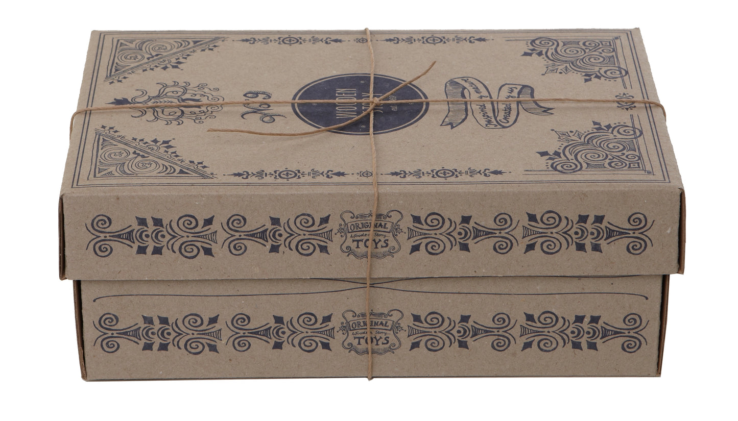 Eco-friendly gift and storage box for Wooden Story rainbow Pound-a-peg toy.