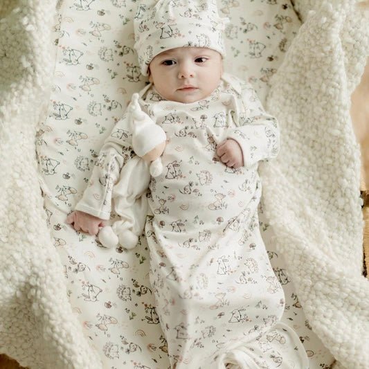Organic newborn gown and blanket