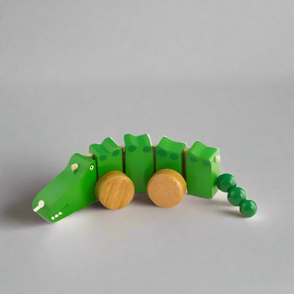 Wooden crocodile pull toy