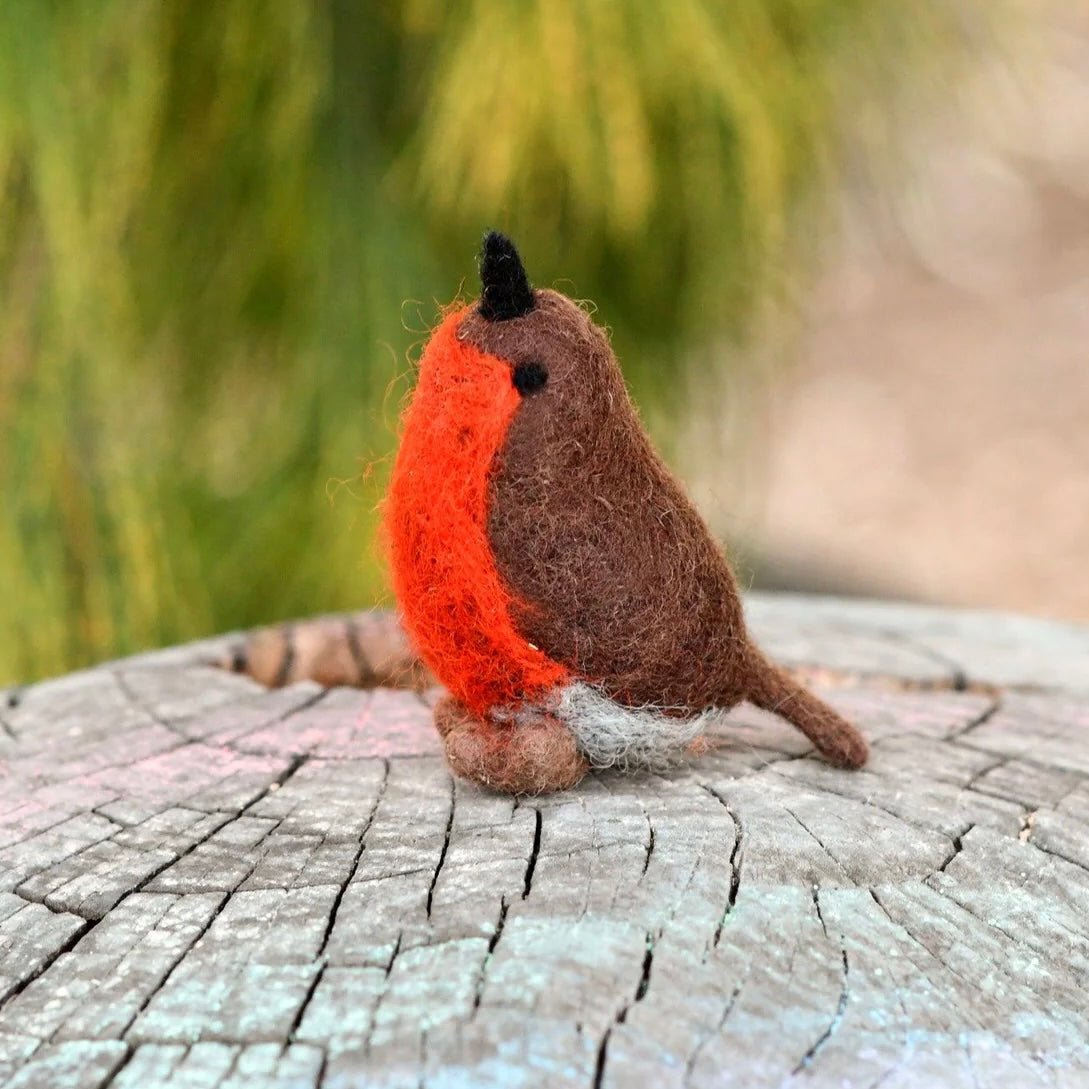 Handmade felted toy Robin bird