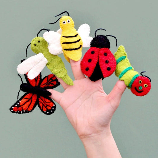 Butterfly dragonfly bee ladybug finger puppets