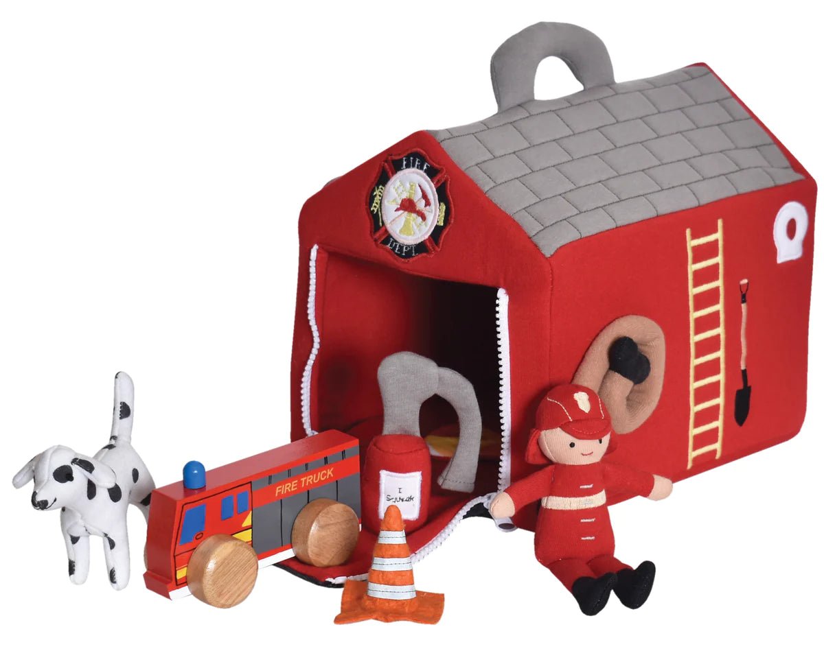 Handmade fire station playset